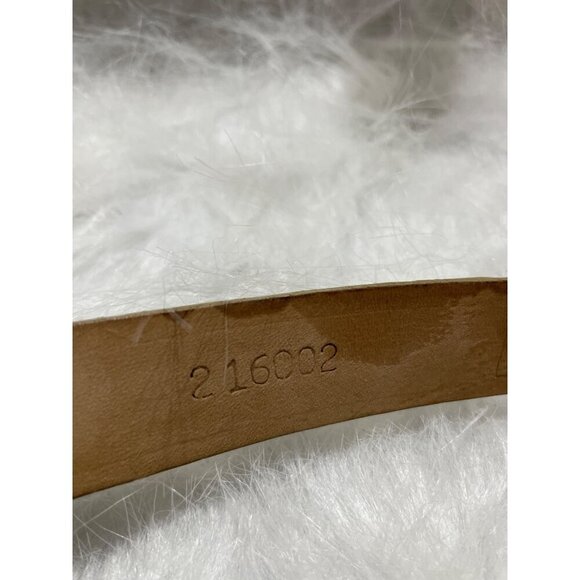 Gold-Toned Et Cetera Genuine Leather & Haircalf Belt With Rectangular Buckle - Picture 6 of 7